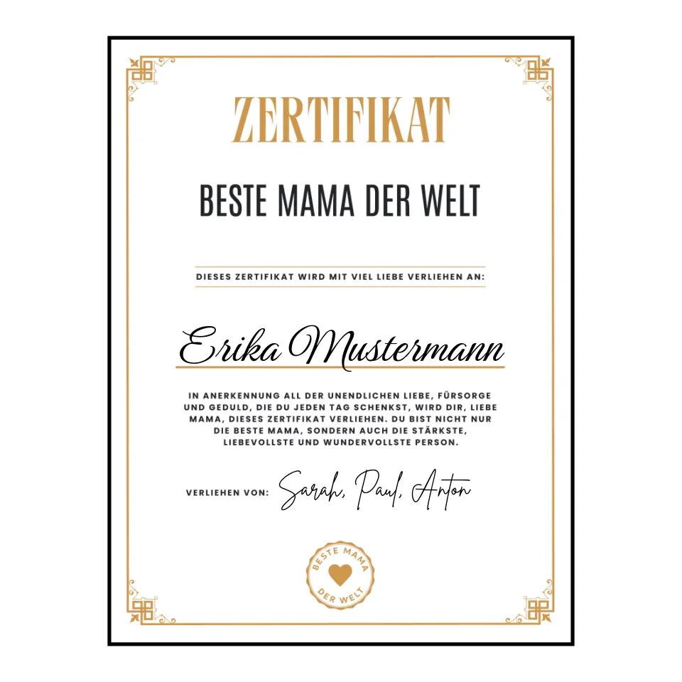Beste Mama Zertifikat - Poster